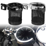 1"-Motorcycle-Handlebar-Cup-Holder-Metal-Drink-W/-Mesh-Basket-Fit-Harley-Touring